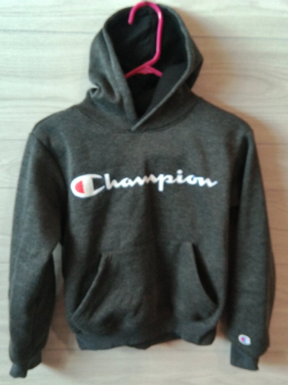 Champion Hoodie Boy's Size XL Gray Heather Long Sleeve Kangaroo Pockets Defects